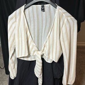 Beige/White Blouse- Small